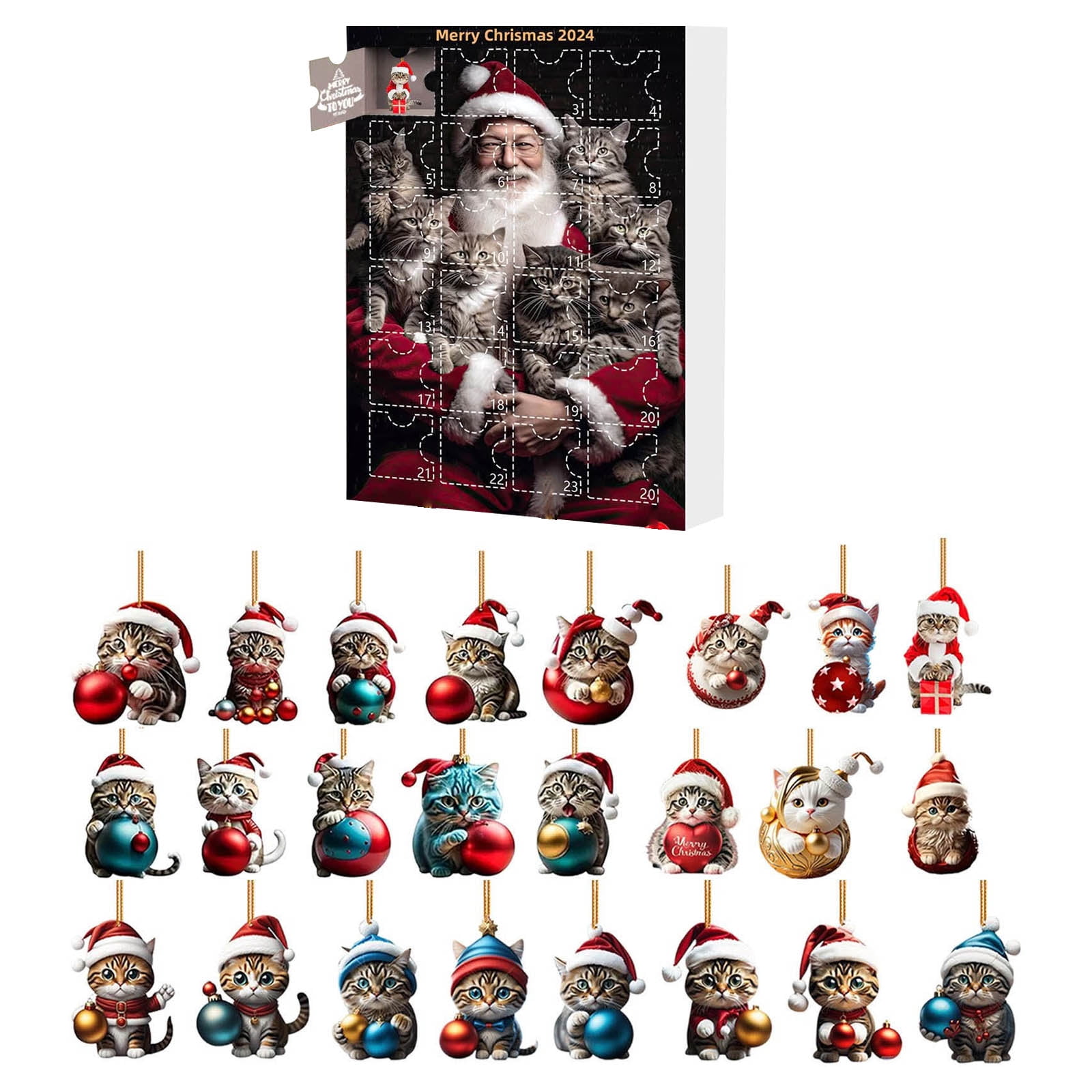 Calendrier De L'Avent De Noël Pour Chat, Boîte Aveugle De Compte à Rebours De Noël Pour Chat, Pendentif Décoratif En Acrylique Pour Chat, Type A