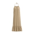 thumbnail image 5 of Xdegoge Halter Neck Dress for Women Loose Fit Sleeveless Flowy Maxi Dresses Ruffle Hem Casual Dresses Solid Color Summer Beach Vacation, 5 of 7