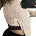 thumbnail image 3 of CNKOO Women Crop Tops  Long Sleeve Open Front Lacing Ladies Fall Cardigan for Casual Daily, 3 of 7