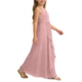 thumbnail image 3 of Dpytoraw Girls A Line Dress Junior Bridesmaid Girl Flowy Chiffon Maxi Dresses Wedding Party Pageant Gown Girls Party Dresses Size 11-12 Years, 3 of 5