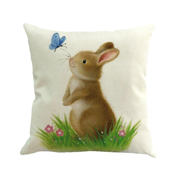 MXTPOV Easter Pillow Covers 18x18, Cute Rabbit Easter Eggs Pillow Covers for Couch Sofa Home Decor, Easter Decorations, Decorative Throw Pillow Covers Spring Decor for Home