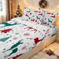 thumbnail image 3 of Manfei Dreamy Reindeer Zipper Queen Comforter Set with Fitted Sheet and 2 Pillowcases, Merry Christmas Snowflake Zipper Bedding Set, White Red Green, Christmas Reversible, 4 Pieces, 3 of 7