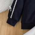 thumbnail image 5 of Girls 2 Piece Outfit Set, Navy Blue Long Sleeve Top with White Flared Skirt, Lace Trim, Elastic Waist, Machine Washable Polyester, Sizes 4-9 Years,Size 8-9 T, 5 of 9