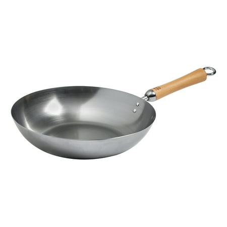 Honey Can Do Joyce Chen Classic Series 12-Inch Carbon Steel Stir Fry Pan with Birch Handle