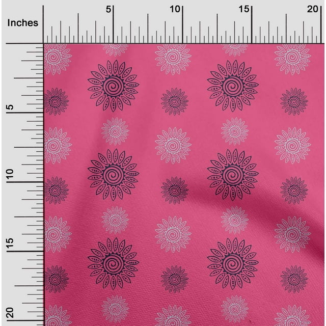 oneOone Cotton Silk Fabric Spiral & Floral Block Decor Fabric Printed BTY 42 Inch Wide