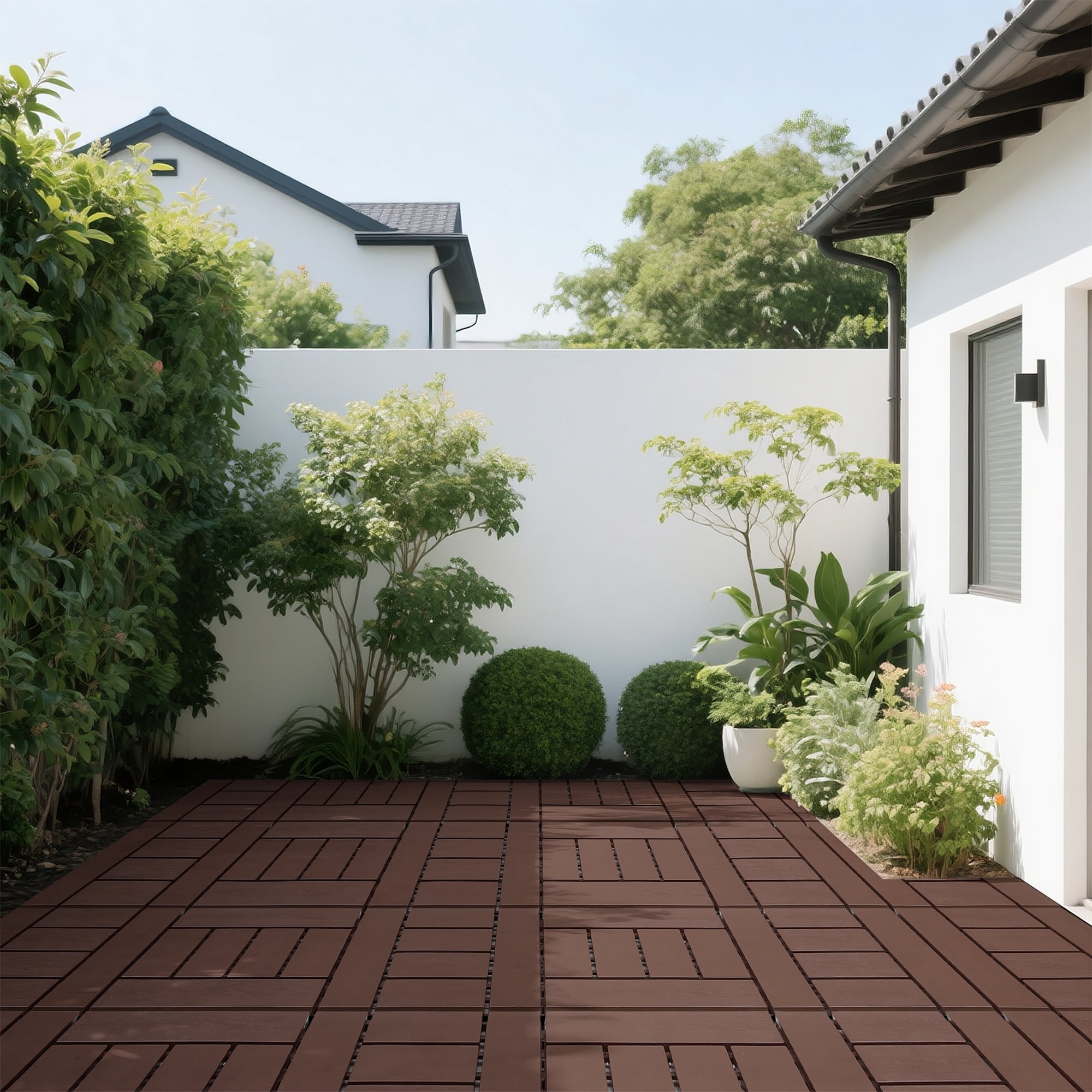 Interlocking Deck Tiles 12x12 Inch Outdoor Flooring, Waterproof PP Patio Floor Tiles DIY