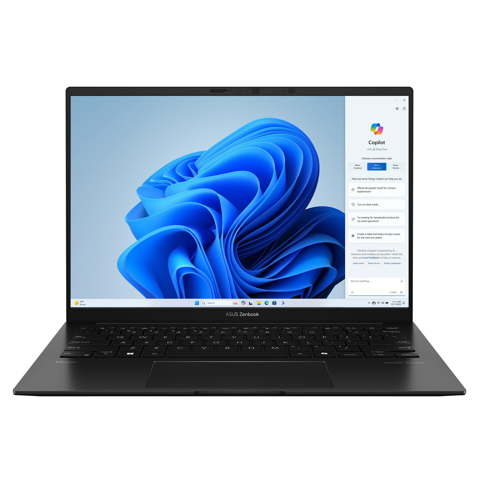 ASUS Zenbook 14 OLED 14” WUXGA Touchscreen Laptop, AMD Ryzen 7 8840HS, 16GB Memory, 512GB SSD, Jade Black, UM3406HA-WS74T
