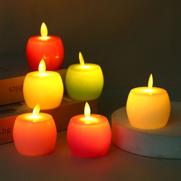 Vela electrónica de simulación de manzana con luz LED para escenario de actuación infantil, diseño de fiesta de cumpleaños y Navidad, vela incluida