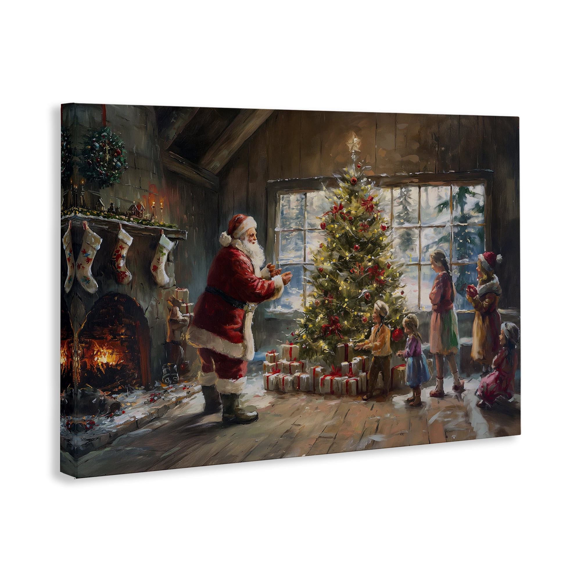Stupell Industries Christmas Morning Family Holiday Painting Gallery Wrapped Canvas Art Prints Wall Art, 45 x 30