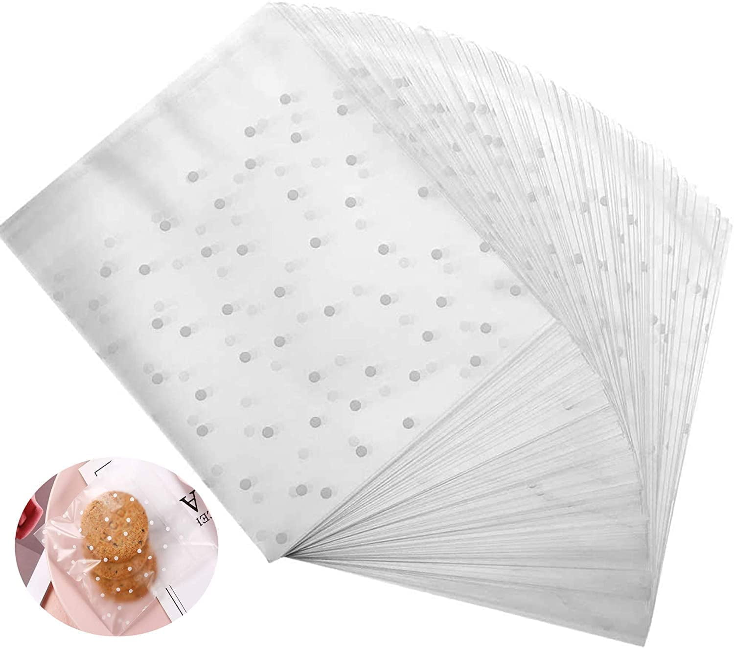 Cookie Bags 200 Pcs 4″ x 6 ″Self Adhesive Cookie Bags Cellophane Treat Bags Self Sealing Clear Plastic Bags