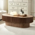 thumbnail image 5 of Tcbosik Farmhouse Coffee Table, 43.7 inch Cocktail Table, Oval Center Table for Living Room, Walnut, 5 of 10