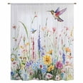 thumbnail image 2 of Hummingbird Floral Sheer Curtains 45 Inches Long, Farmhouse Floral Botanical Light Filering Curtains, Breathable Simi Curtain Privacy Drapes for Kitchen Bathroom Lightweight Small Window Treatment, 2 of 9