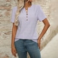thumbnail image 5 of Ediodpoh Women's V Neck Button Down T Shirt Casual Comfortable Summer Top for Home Outdoor Wear with Jeans Womens T Shirts Light Purple XXL, 5 of 8