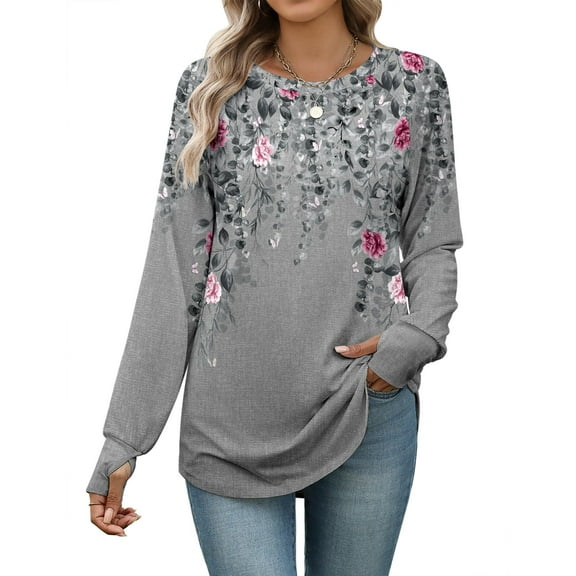 Zeagoo Tshirts For Women Thumb Hole Cotton Long Sleeve Shirts Tunic Blouses for Leggings