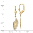 thumbnail image 3 of Real 14kt and Rhodium Polished and Textured Leaf Leverback Earrings; for Adults and Teens; for Women and Men, 3 of 3