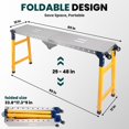 thumbnail image 4 of Adjustable Height Portable Carbon Steel Welding Table and Work Bench, 17 x 66 inch Tabletop, Folding Legs, Carrying Handle, and Cord Minder, 4 of 11