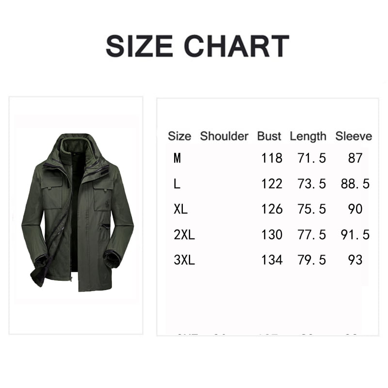 Mens Winter Outdoor Outfit Two Piece Three in One Waterproof Breathable Coat
