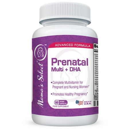 Prenatal & Postnatal Multivitamin With DHA - Mama's Select Lactose Free Vitamins - Dairy Free & Gluten Free - Omega 3 Fatty Acids, MTHFR Safe Methyl Folate, Beta Carotene, Iron, Calcium -Mom &