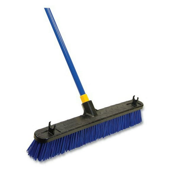 1 PK,Quickie Bulldozer Rough Surface Pushbroom, 24 x 60, PET/Powder Coated Steel Handle, Blue/Black (599)
