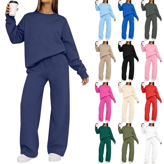 Jsaierl Women's 2 Piece Outfits Long Sleeve Pullover Sweatshirt Jogger Pants Sweatsuit Lounge Sets Fall Outfits for Women 2026