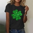 thumbnail image 2 of Dark Green Sparkle T Shirt St Patricks Day Glitter Clover Graphic Tees Short Sleeve Black Tops Elegant Irish Blouse, 2 of 6