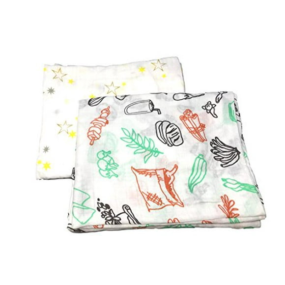 Couverture d'Emmaillotage pour Bébé en Mélange de Rayonne de Bambou 70 % et de Coton Mousseline 30 % (Noir)