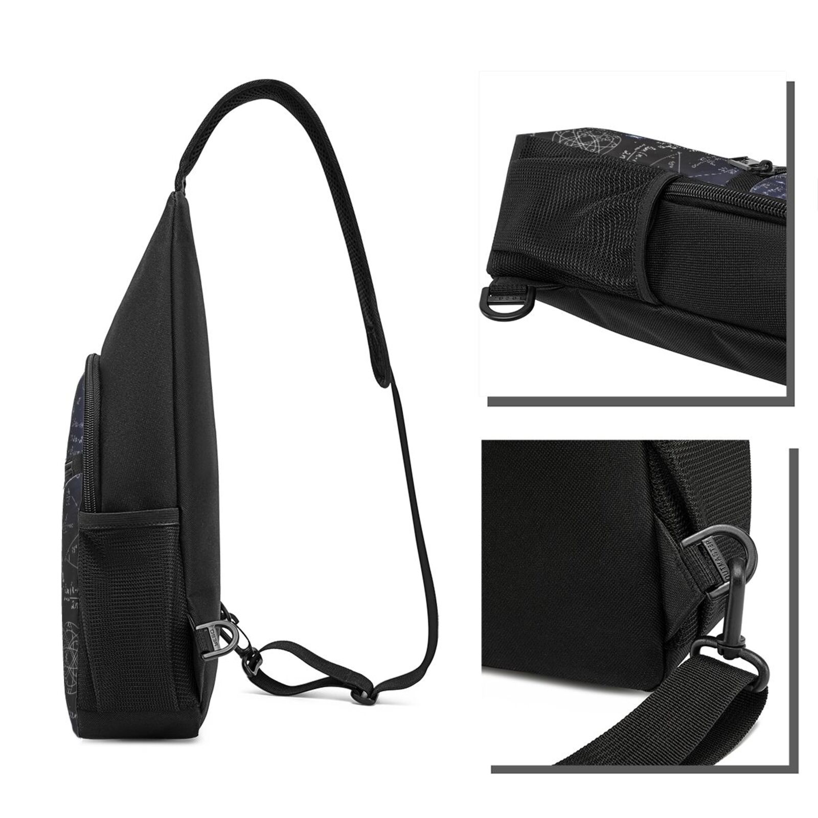 Xecao's Physical Formulas Print Sling Bag: A Versatile Chest, Shoulder, and Crossbody Backpack for Casual Days Out, Perfect for Both Men and Women