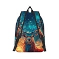 thumbnail image 2 of Naloa Celestial Stag Cosmic Glow Canvas Backpack for Men Women Rucksack Casual Travel Daypack College Tote Satchel Bookbag for Teens-Medium, 2 of 7