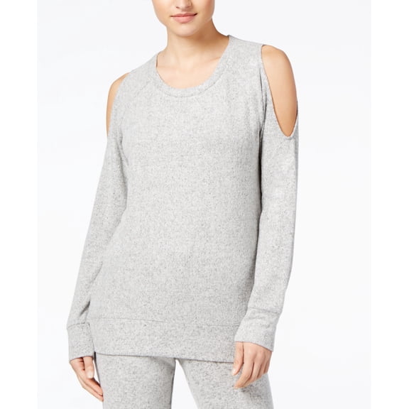 Hippie Rose Juniors' Cold-Shoulder Sweatshirt (Light Grey, S)
