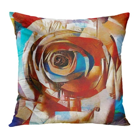 ECCOT Colorful Rose Floral Abstraction in Modern Cubic Executed Oil on Canvas of Pastel Painting Watercolor Pillow Case Pillow Cover 16x16