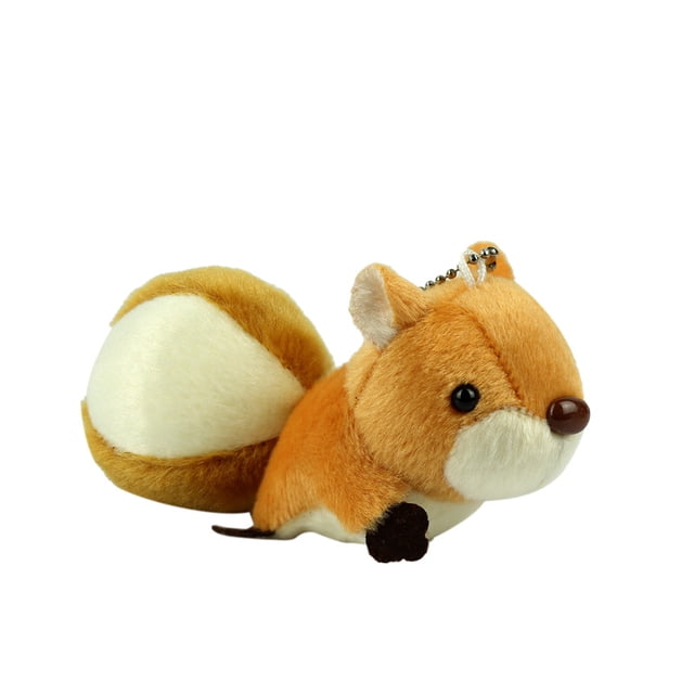 Muñeca de peluche en miniatura con forma de ardilla, 12 cm, con llavero colgante