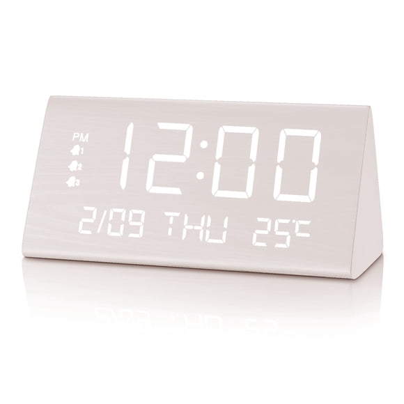 Despertador JALL digital de madera con pantalla LED electrónica de hora