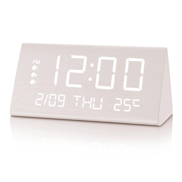 Despertador JALL digital de madera con pantalla LED electrónica de hora