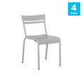 thumbnail image 5 of Flash Furniture Nash Commercial Grade Steel Stack Chair, Indoor-Outdoor Armless Chair with 2 Slat Back in Silver, Set of 4, 5 of 13
