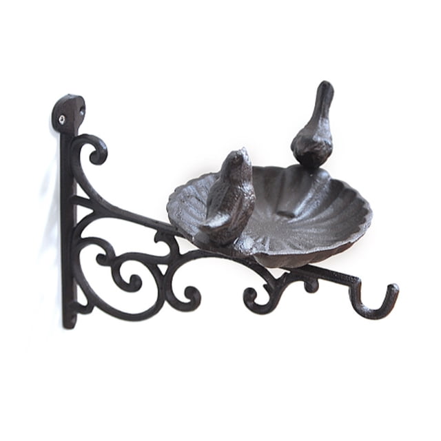 Yuarrent Alimentador de pájaros, cuenco de agua pesado para jardín al aire libre de hierro, placa colgante a prueba de heladas para montaje en pared, Jardín y Patio Yuarrent HA067663-00