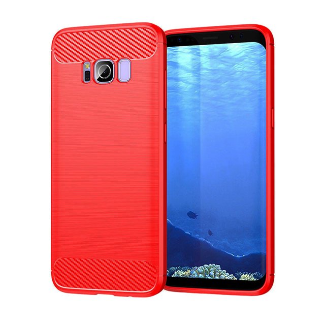 PANDACO Red Brushed Metal Case for Samsung Galaxy S8