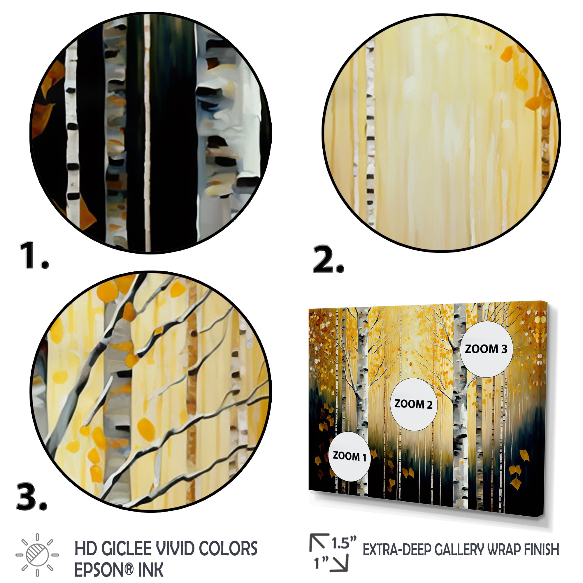 Designart Golden Birch Trees Forest I Canvas Wall Art
