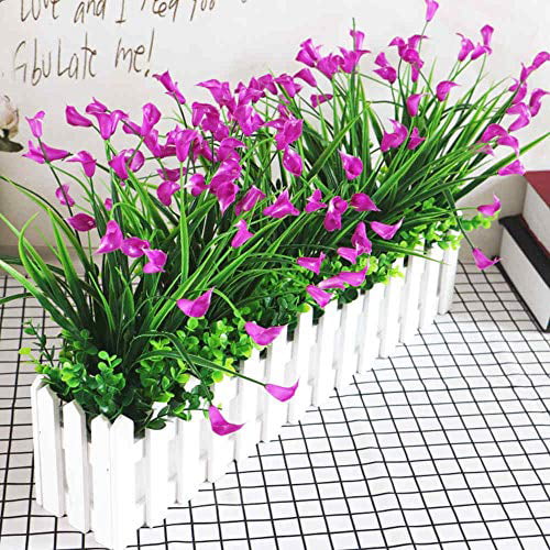 Artificial Flowers,Artificial Plants Outdoor 6 Packs Plastic Flowers Fake Calla