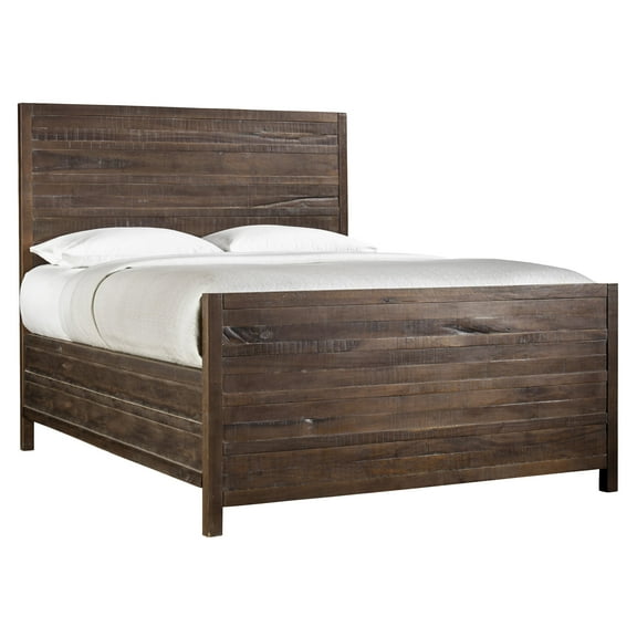 Tempton Rustic Country Queen Platform Bed in Coffee Brown