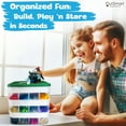 thumbnail image 6 of Plastic Stackable Toy Storage Organizer Bin for Lego, Building Bricks, Dolls and Crafts Organization, 3 Layers with Adjustable Compartments, ABC Stickers and 2 Lids Included, 6 of 9
