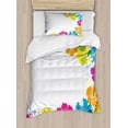 thumbnail image 1 of Luau Twin Size Duvet Cover Set, Vibrant Colorful Border Design with Blossoming Hibiscus Polynesian Springtime Aloha, Decorative 2 Piece Bedding Set with 1 Pillow Sham, Multicolor, by Ambesonne, 1 of 3