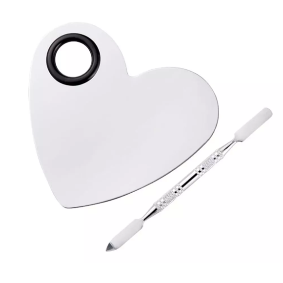 "Paleta+espátula Para Mezclar Uñas Maquillaje Aceroinoxidable Blanco "