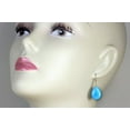 thumbnail image 2 of 14k Yellow Gold Filled Blue Simulated Turquoise Earrings Smooth Teardrops Simple Dangle Drops, 2 of 2