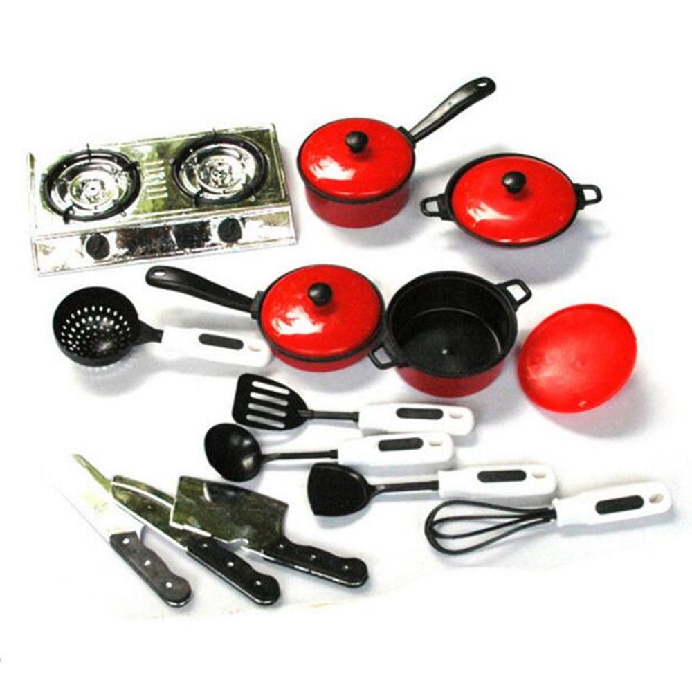 13Pcs Kitchen Cooking Utensils Pots Pans Accessories Set Kids Childrens Play Toy 
