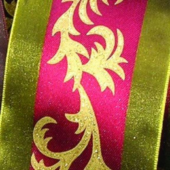 The Ribbon People Olive Green and Gold Wired Craft Ribbon 2.5" x 27 Yards