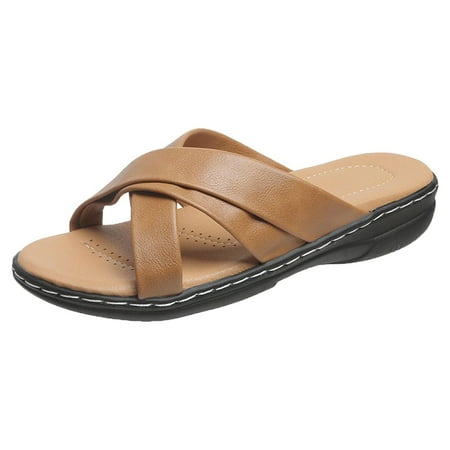

Womens Slippers New Car Line Thick Bottom Cross Wedge Heel Half Slippers