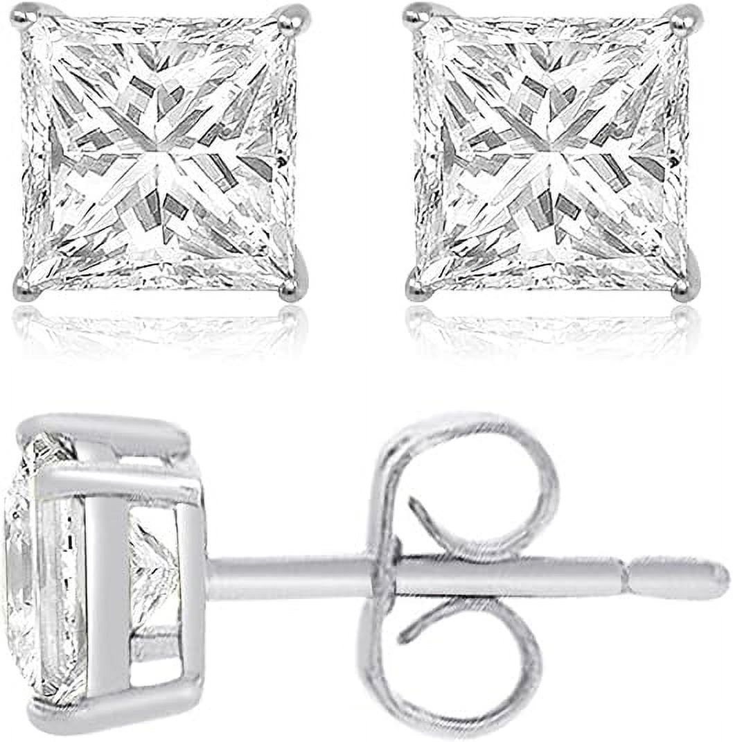 Tioneer 925 Sterling Silver Brilliant Cut Cubic Zirconia Earrings, Earrings for Women & Men, Round or Square