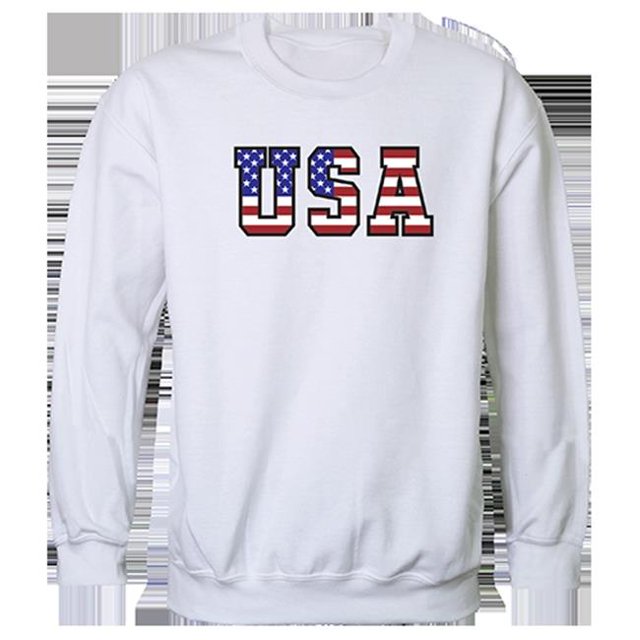 Rapid Dominance RS3-811-WHT-03 Texte du Drapeau 2 Graphique Sweat-Shirt Col Rond&44; Blanc - Grand
