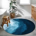 thumbnail image 3 of Navy Blue Waves Round Area Rug 3.3Ft Washable Circle Rugs for Dining Room Table, Coastal Summer Beach Ocean Non-Slip Carpet Floor Mats Indoor Outdoor Carpet Runner Aesthetic Home Decor, 3 of 8