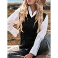 thumbnail image 5 of Oversized Sweater Vest for Women V Neck Sleeveless Solid Color Loose Pullover Sweater Black S, 5 of 9